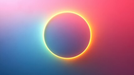 Poster - A vibrant, abstract representation of a circular shape illuminated by a gradient of colors, evoking a sense of calm and wonder.