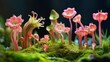 © Dawna - A surreal display of fantastical, glowing, pink and green flora on a bed of moss.