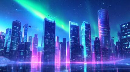 Wall Mural - night city skyline
