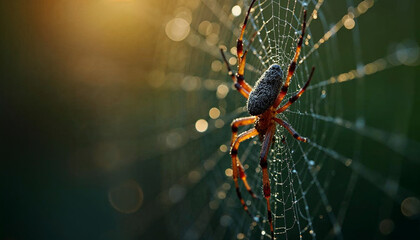spider web with dew drops
