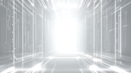 Poster - Futuristic white background with glowing neon tech lines, providing a center area for the mockup wallpaper AI generated image