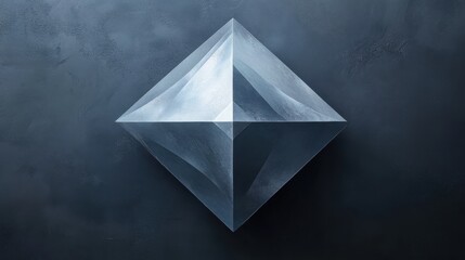 Poster - A sleek, transparent pyramid shape rests on a dark background, showcasing smooth surfaces and sharp angles.