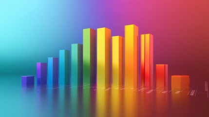 Leinwandbilder - Abstract bar chart with colorful bars rising, set against a gradient background, business concept