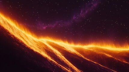 Poster - fiery celestial vista portraying celestial landscape and starlit sky