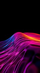 Poster - abstract colorful wave pattern on black background