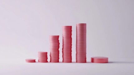 Fototapete - Creative bar chart with bars made of stacked coins, representing financial growth, white background
