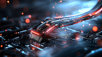 Poster - Futuristic technology installation cybernetic environment digital artwork high-resolution view innovation and design