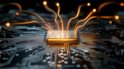 Poster - innovative technology circuit board electronics industry digital art high-tech environment close-up 