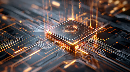 Poster - Innovative technology showcase circuit design digital realm graphic visualization futuristic environment close-up view conceptual art