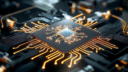 Poster - Innovative technology circuit board design modern lab digital art high-tech environment macro view futuristic concept