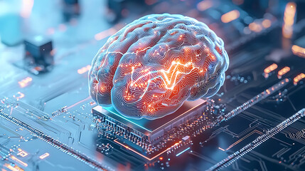 Poster - advanced neural technology digital space 3d visualization cyber environment futuristic perspective b