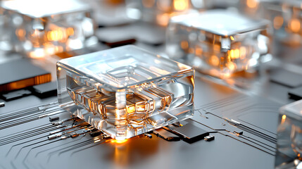 Poster - Innovative technology action digital circuitry scene electronic components futuristic environment close-up viewpoint modern concept