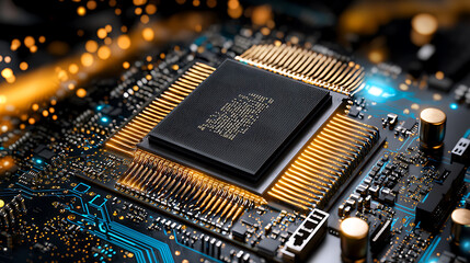 Poster - Innovative technology breakthrough in electronics manufacturing high-tech facility digital imagery futuristic environment close-up viewpoint