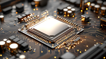 Poster - Exploring the intricacies of technology circuit board close-up digital environment macro photography modern perspective