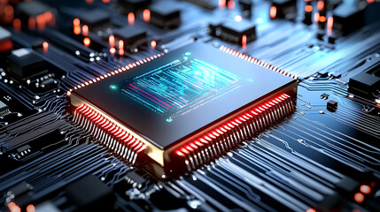 Poster - Innovative technology circuit board digital realm macro photography futuristic environment close-up view electronics exploration