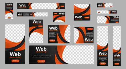 Fototapete - business web banners template design with image space. vector