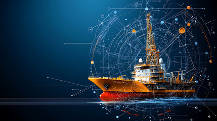 Aufkleber - oil rig operation offshore ocean digital artwork futuristic environment aerial view energy innovatio