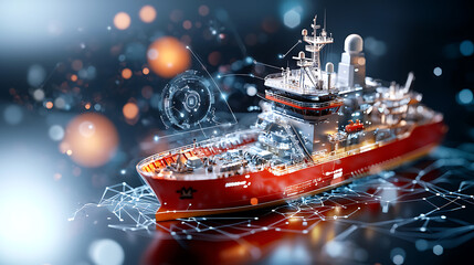 Poster - exploring advanced maritime technology digital ship model with futuristic design studio environment 