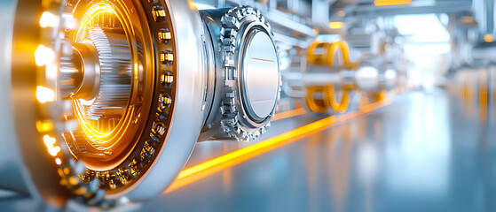 Poster - Innovative industrial machinery factory floor close-up view technological environment high-efficiency design