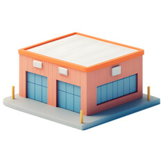 Poster - A low-poly, isometric depiction of a small business facility.