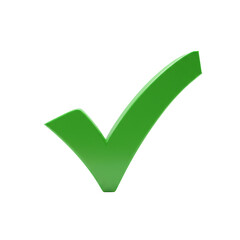 Poster - Green 3D Check Mark on Transparent Background