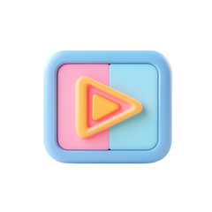 Poster - A bright, pastel-colored play button in a 3D design.