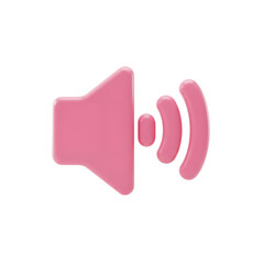 Poster - Pink 3D Speaker Icon on Transparent Background
