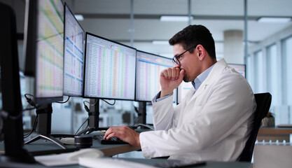 Aufkleber - Unhappy Medical Doctor Doing Spreadsheet Codes
