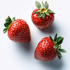 Poster - Fresh strawberries are vibrant, juicy, and delicious, perfect for desserts or snacks. Their bright red color and green leaves make them visually appealing and nutritious