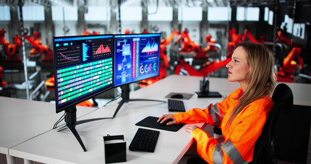 Fototapete - The Engineer Is Using Scada Desktop Software