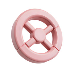 Poster - A simple, 3D model of a circular, segmented object in a light-pink shade.