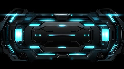 Poster - Futuristic, dark panel with glowing blue accents.  Complex, technological design