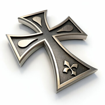Cross symbol 3D rendering isolated on white background for healthcare and first aid designs
