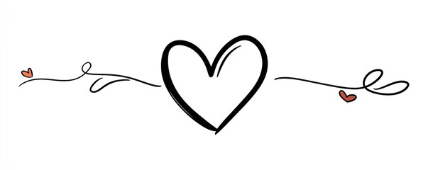Hand drawn shape heart with cute sketch line, divider shape. Love doodle isolated on white background for wedding, mother, woman or valentines day. Vector illustration