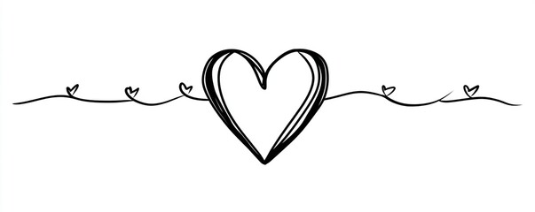 hand drawn shape heart with cute sketch line, divider shape. love doodle isolated on white backgroun