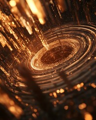 Poster - Golden vortex of light and energy.  Abstract digital art
