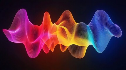 Aufkleber - Abstract vibrant waves of color.  Intertwined lines create flowing forms, showcasing a spectrum of hues