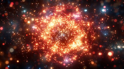 Poster - Abstract cosmic sphere of fiery energy