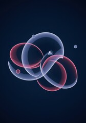 Poster - Abstract Intertwined Glowing Bubbles Design Dark Background Aesthetic Digital Art