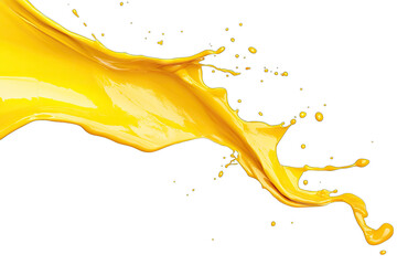 Wall Mural - a dynamic splash of vibrant yellow paint against a white background showcasing fluid motion and ener