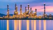 © ceng - Industrial refinery complex at twilight, reflected in tranquil water.  Large-scale processing plant