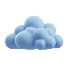 Poster - Fluffy Blue 3D Render Cloud Icon on Transparent Background