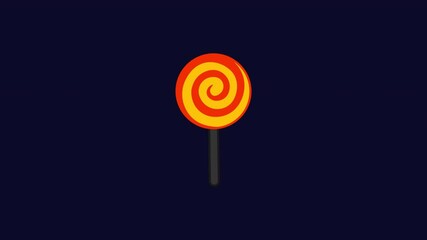 Poster - Animated yellow lollipop icon with spiral pattern with glitch effect. Alpha channel