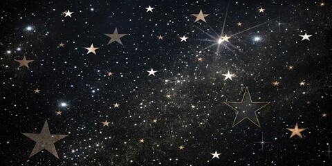 Poster - Mystical night sky with a modern artistic twist. Starry night sky. Starry night sky with stars