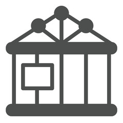 Poster - House wooden frame with foundation solid icon, construction concept. Vector graphics. Cottage building structure sign on white background, glyph style icon for mobile or web design.