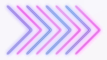 Wall Mural - abstract neon lights arrows isolated on transparent background, png technology futuristic game and science social media design element