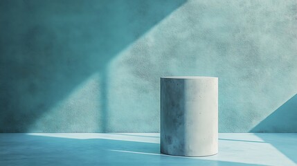 Fototapete - Cylinder Podium Against a Textured Wall with Light and Shadows