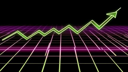 Poster - Upward trend graph on grid.  Digital chart showing growth