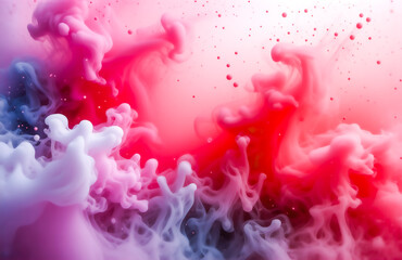 Aufkleber - Abstract image of swirling pink, red, and white paint or ink underwater, creating a vibrant, dynamic composition with subtle texture.