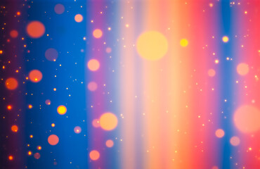 Aufkleber - Abstract background with vibrant, blurred bokeh lights.  Cool blues and warm oranges blend in vertical stripes, creating a dreamy, ethereal effect.  Tiny sparkles add depth and shimmer.